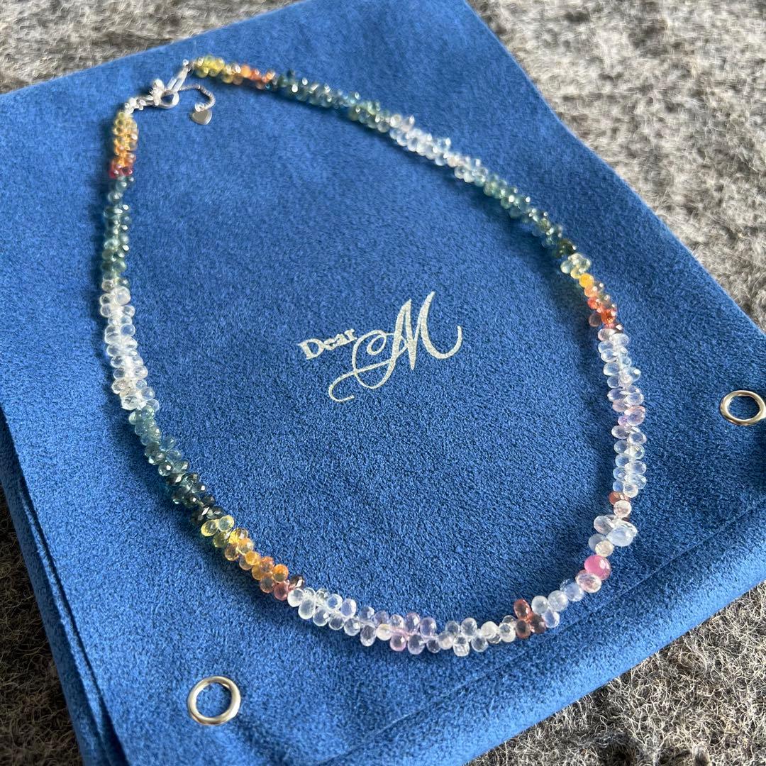 極美品✨ マルチカラーサファイア ネックレス K18WG ホワイトゴールド 12