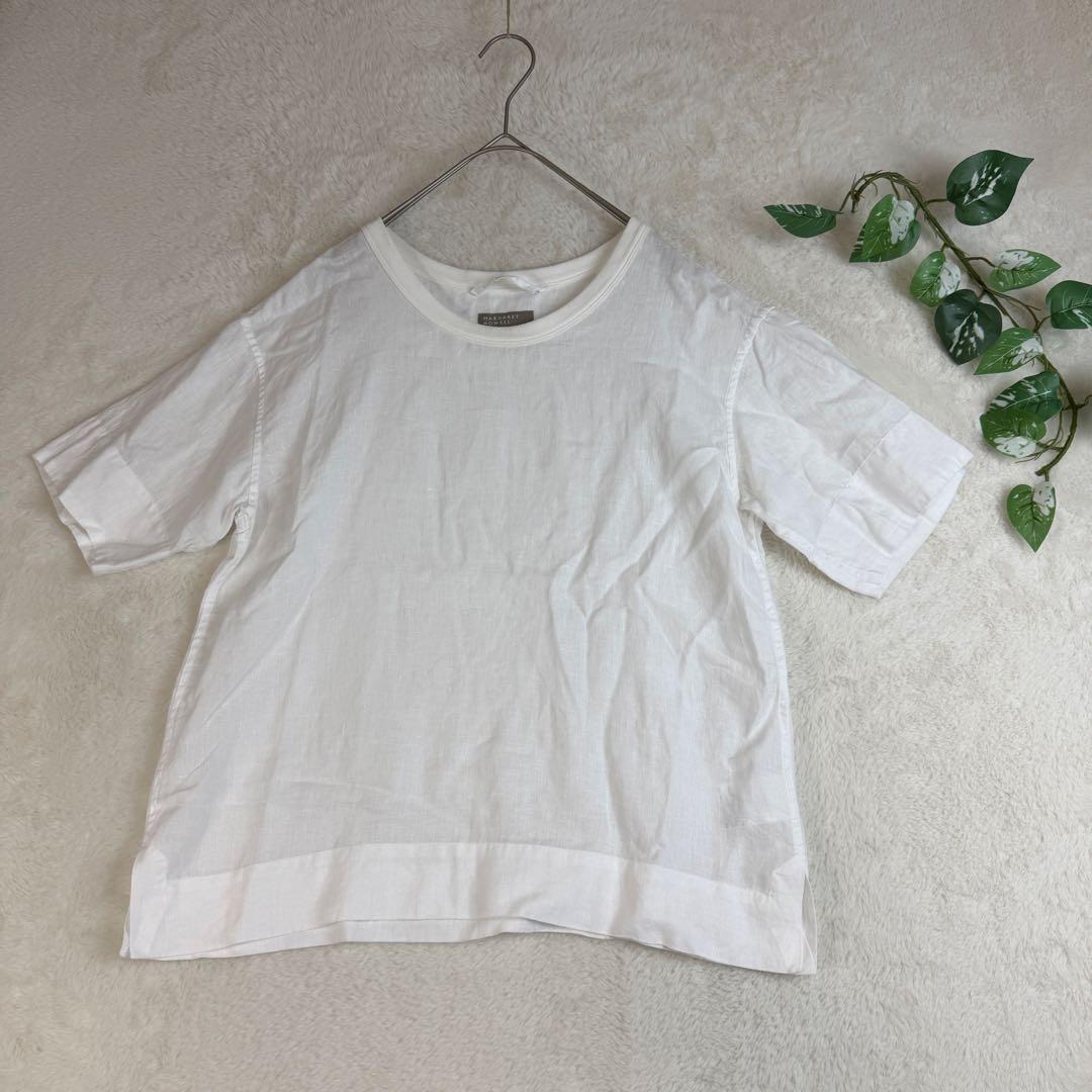 【美品】MARGARET HOWELL リネン100% 半袖シャツ 白 サイズ1