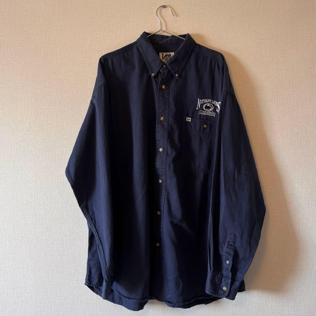 Lee SPORT 長袖シャツ XL ネイビー 刺繍 90s