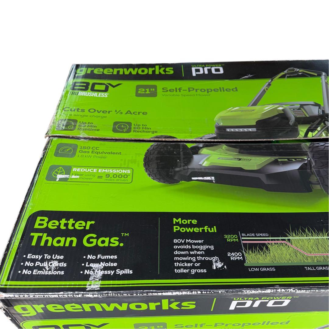 未使用 展示 Greenworks PRO 80V 自走式芝刈機 バッテリー2個 画像3
