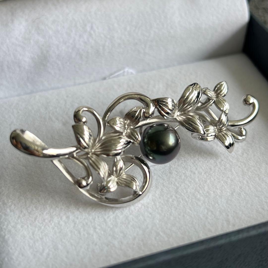 希少品✨ SOGO 黒蝶真珠 ブローチ ホワイトゴールドK18 アクセサリー