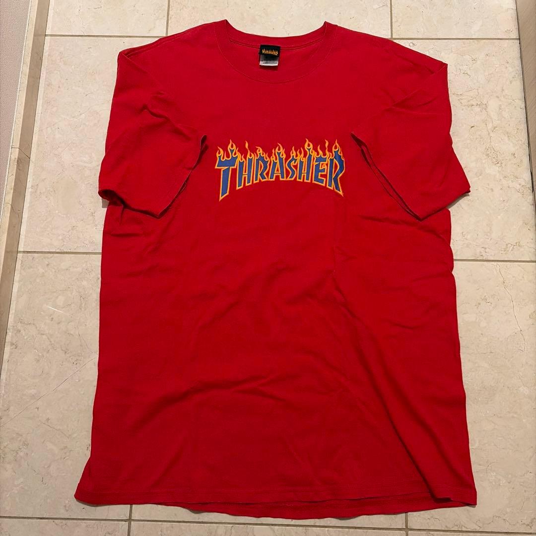 90s~00s XL THRASHER ANVILフレイム Tシャツ レッド