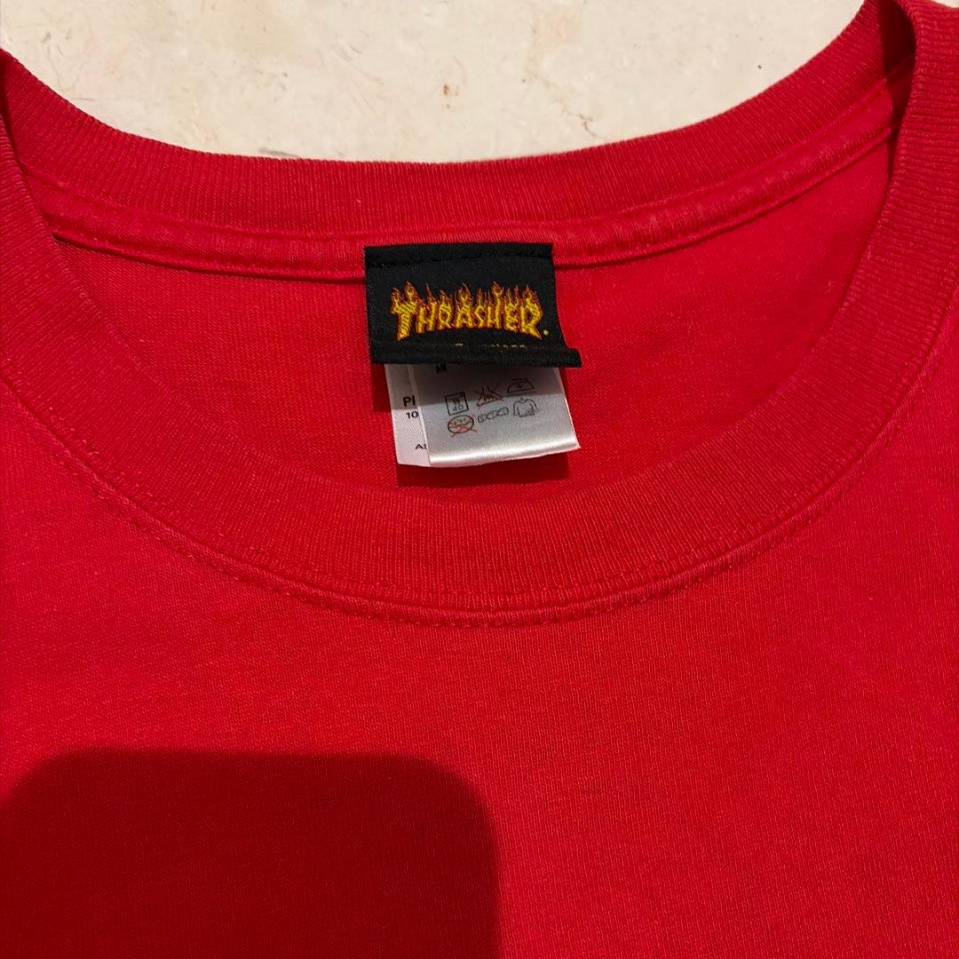 90s~00s XL THRASHER ANVILフレイム Tシャツ レッド 画像4