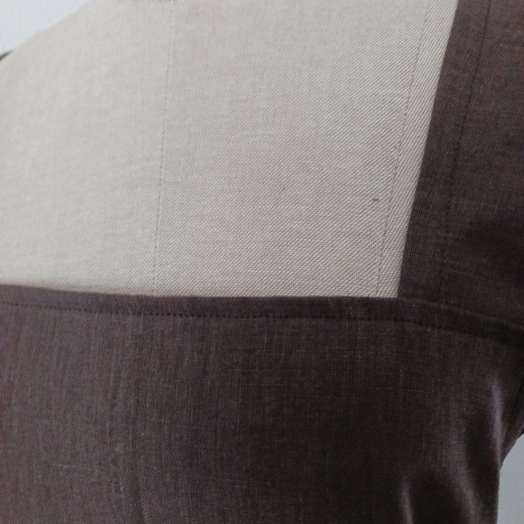Linen 100 スクエア バッククロス 大人 エプロン Ｍ～ ブラウン 画像2