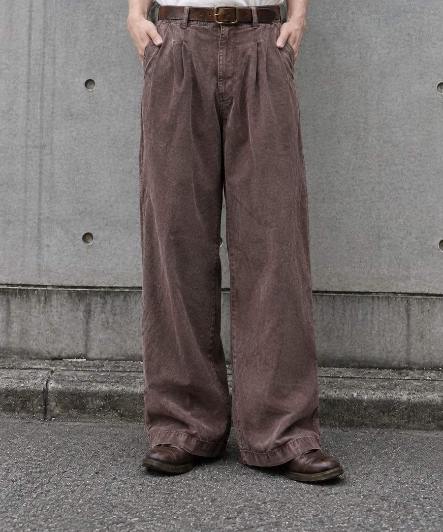 90s Vintage Brown Wide Slacks 極太 画像2
