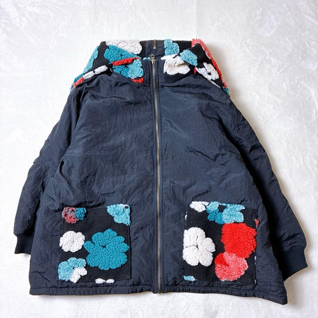 reca レカ 花柄ボア切替 フード付き中綿ジャケット F 画像2