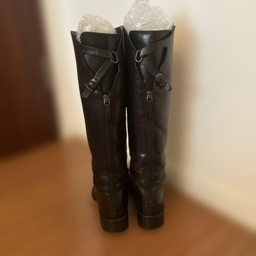 サルトル ロングブーツ 黒 ジッパー バックル付き 画像2