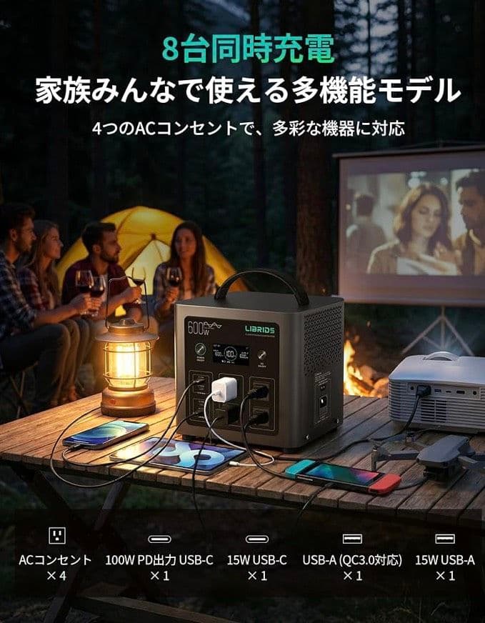 【✨️新品✨️在庫1点‼️】LIBRIDS ポータブル電源 C600 大容量 画像4