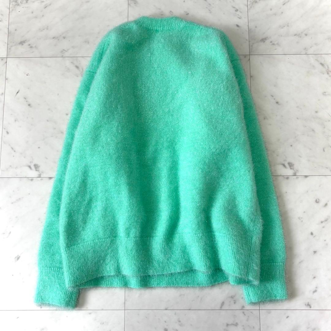 美品 ロエフ スパークル ラメ クルーネック ニット セーター グリーンFREE 画像2