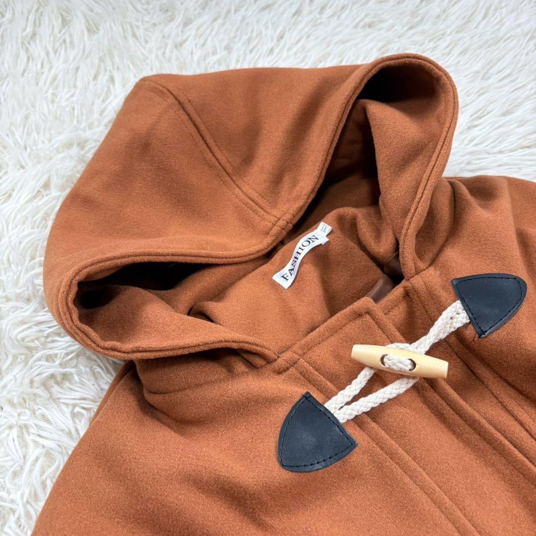 y9022 美品✨ロング丈ダッフルコート ブラウン XL 大きいサイズ トグル 画像2