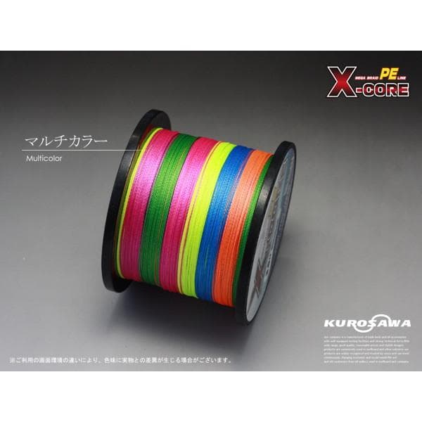 高強度PEラインX-CORE６号70lb(８編)1000m巻き！5色マルチカラー 画像2