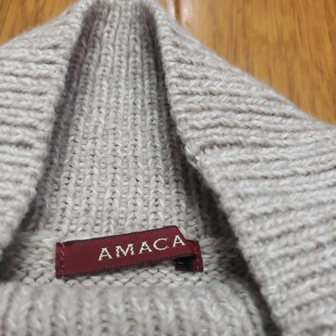 ❤AMACA アマカ❤ハイネックスパンコール装飾長袖ニットセーター 袖口スリット 画像2