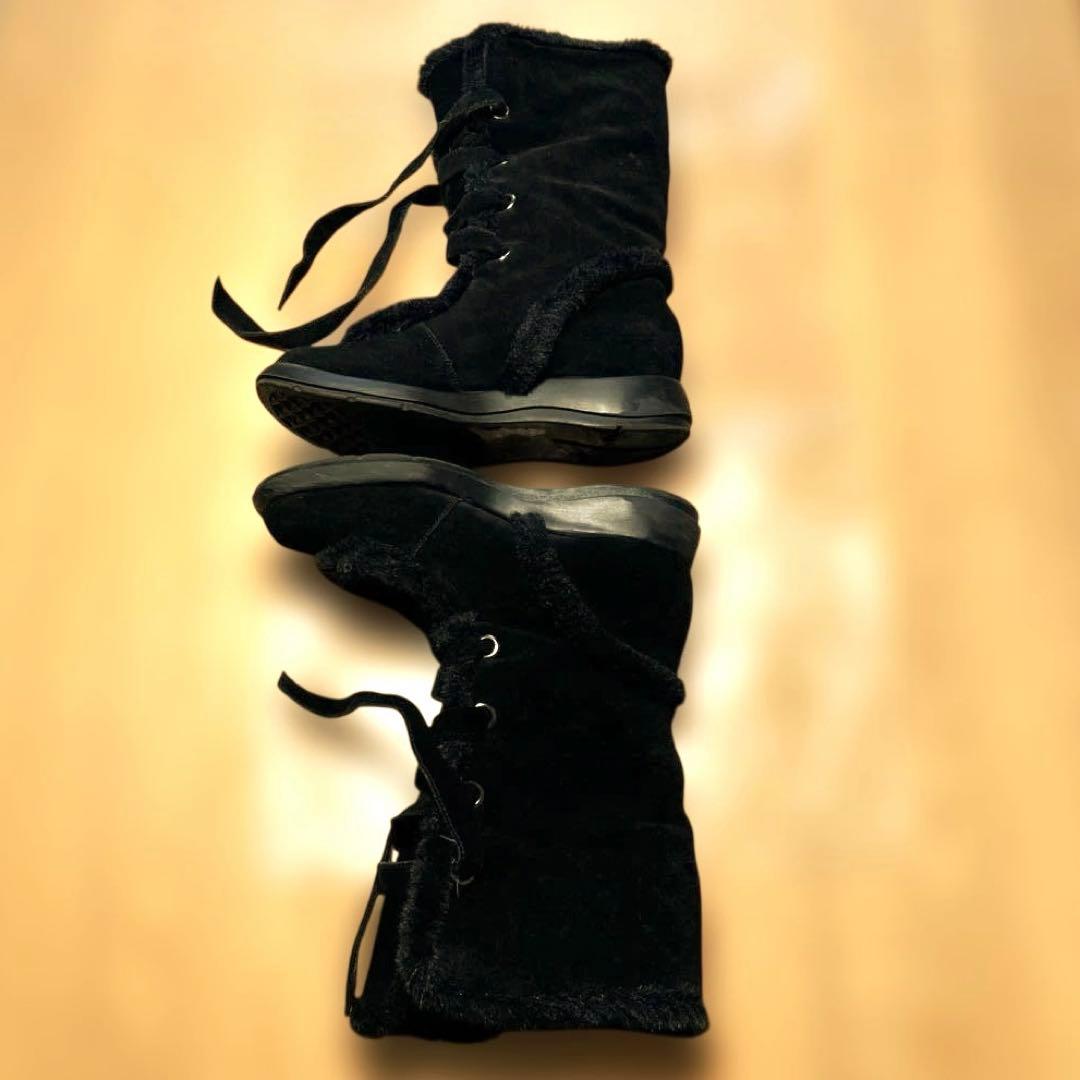 AEROSOLES レディース ブラック ファー ブーツ サイズ8 画像3