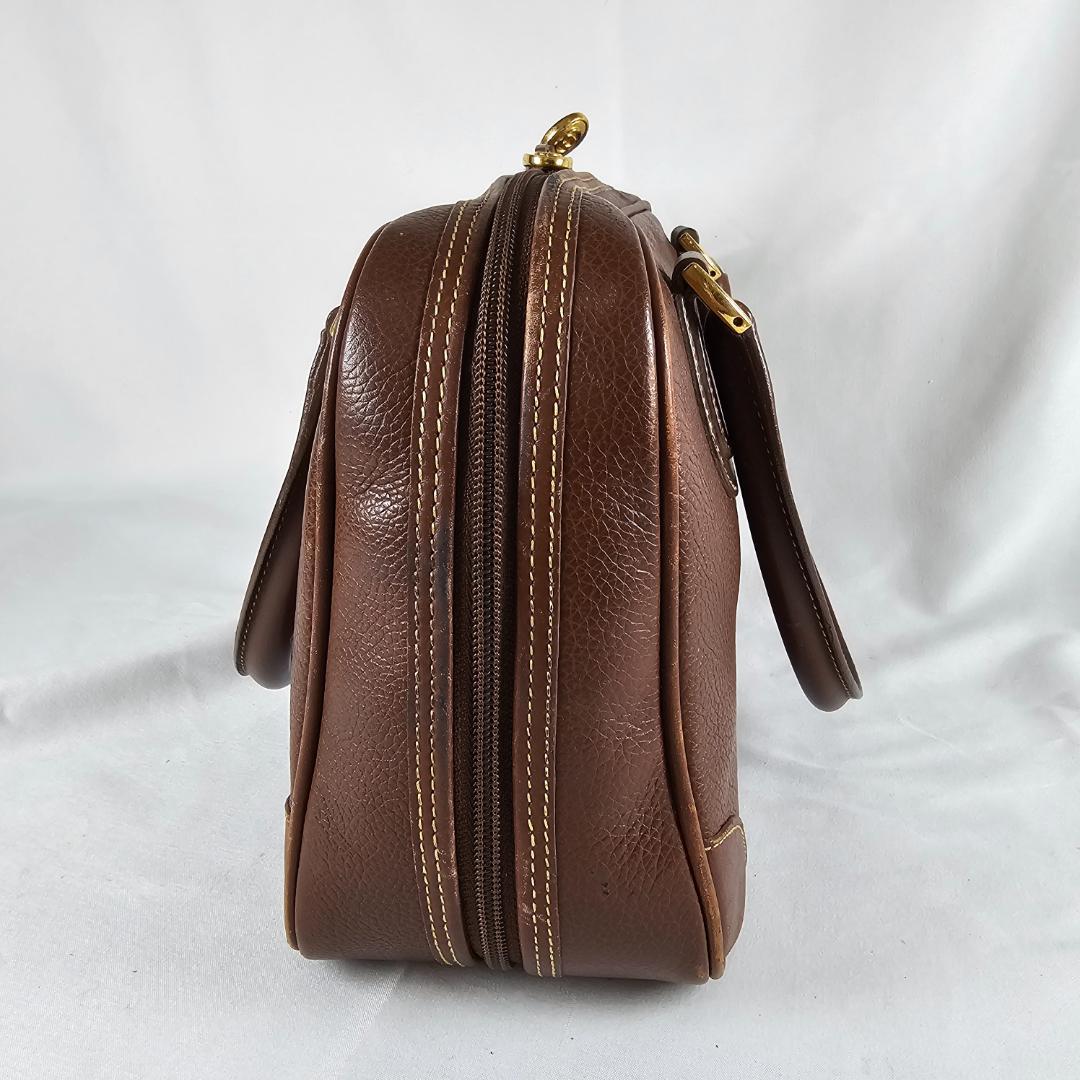 【希少】オールドグッチ GUCCI 本革 ミニボストン ハンドバッグ 茶 GG 画像3