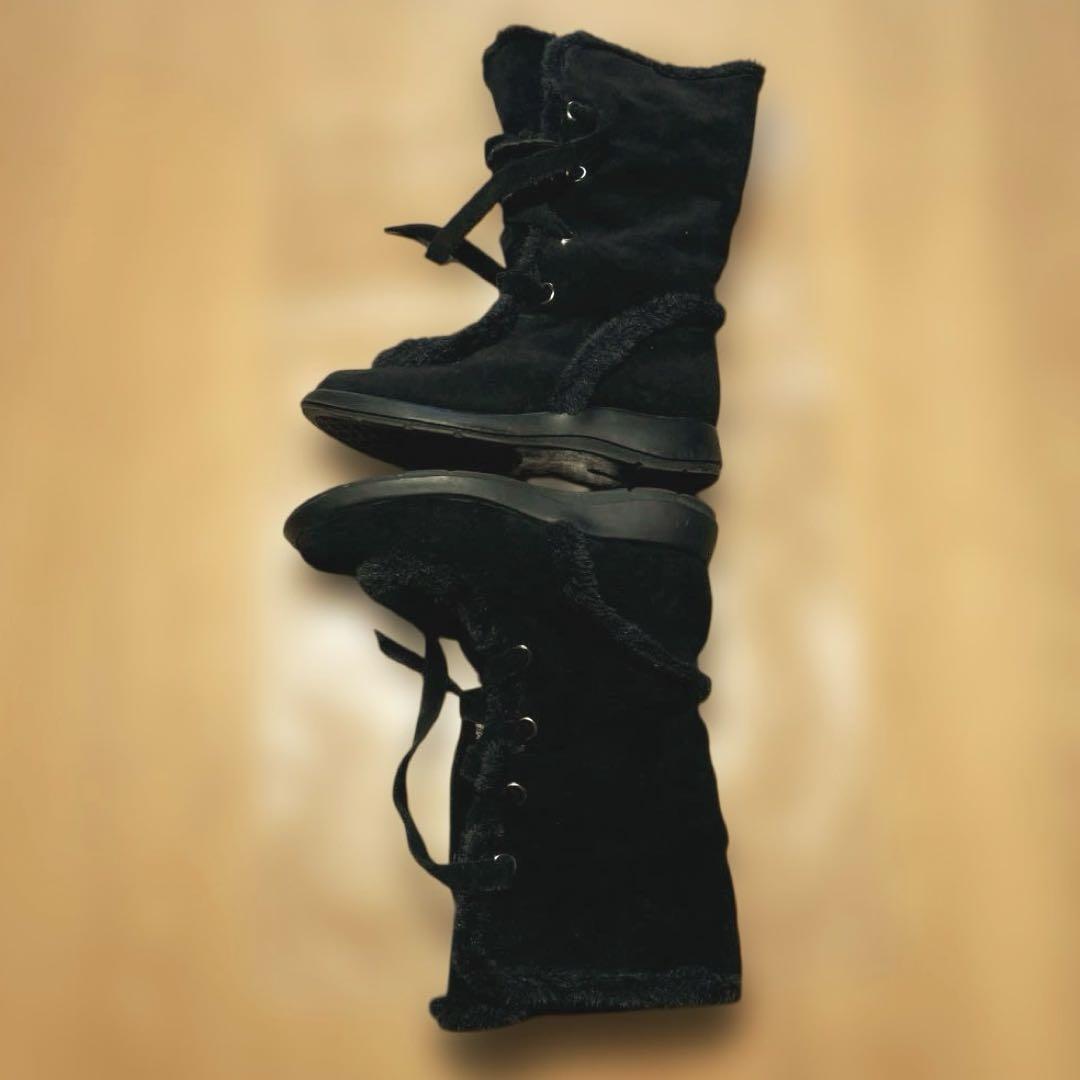 AEROSOLES レディース ブラック ファー ブーツ サイズ8 画像4