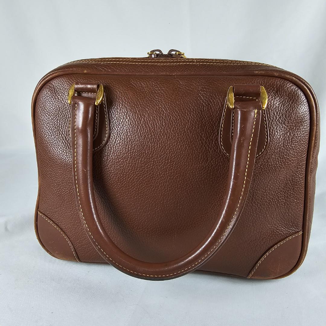 【希少】オールドグッチ GUCCI 本革 ミニボストン ハンドバッグ 茶 GG 画像4