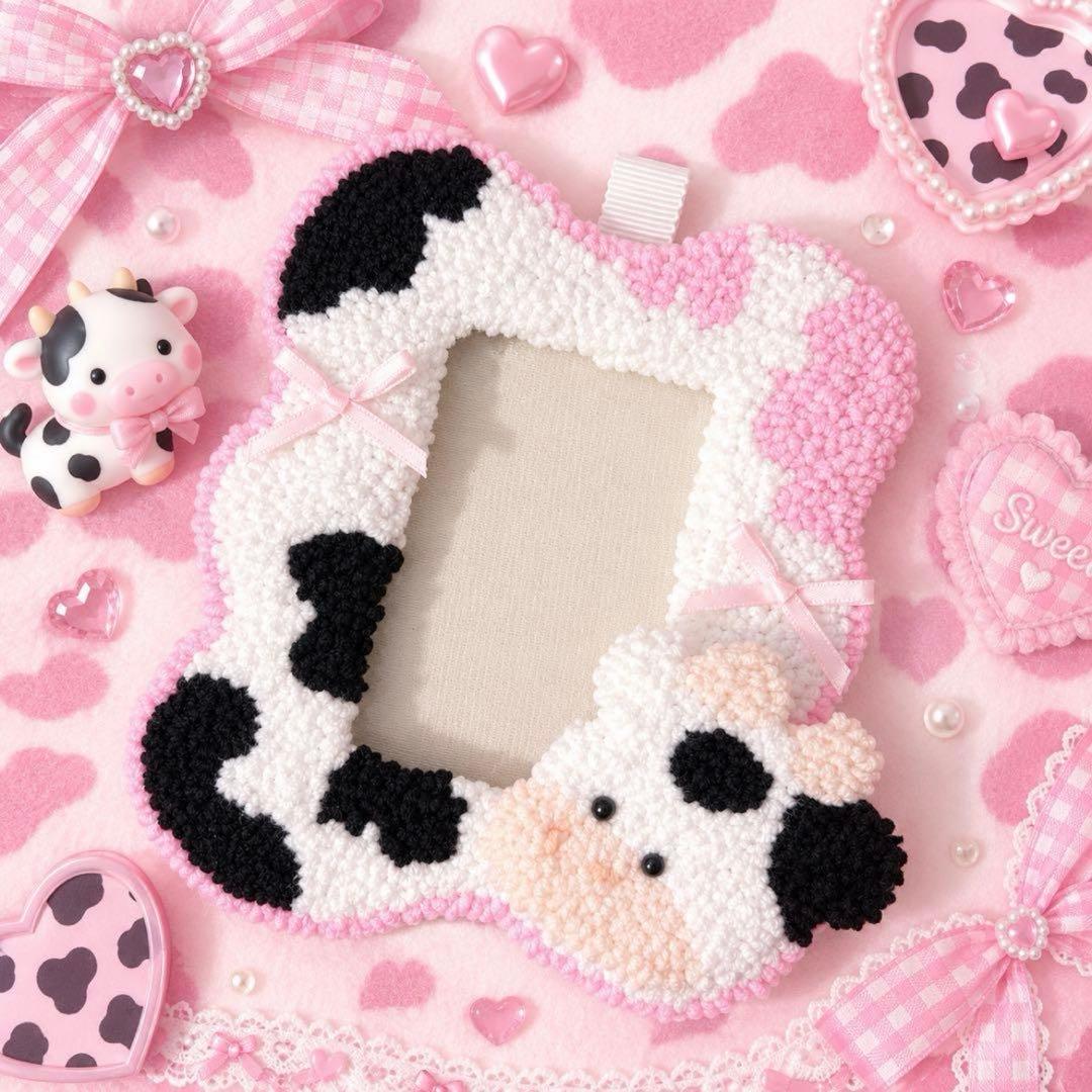 へたぼん様専用。パンチニードル タフティング トレカケース 牛柄 画像2