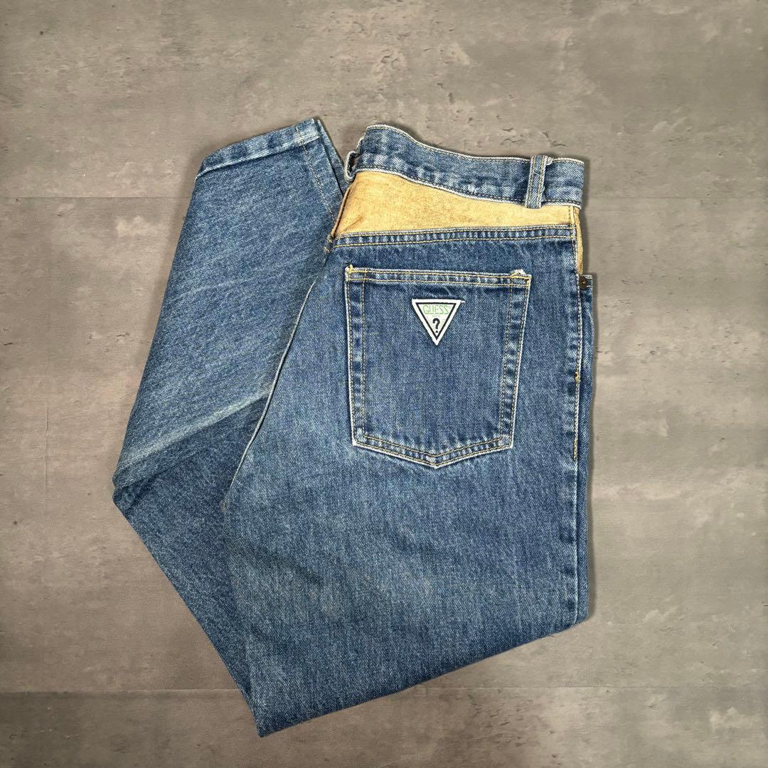90s USA製 GUESS スエード切替デニムパンツ