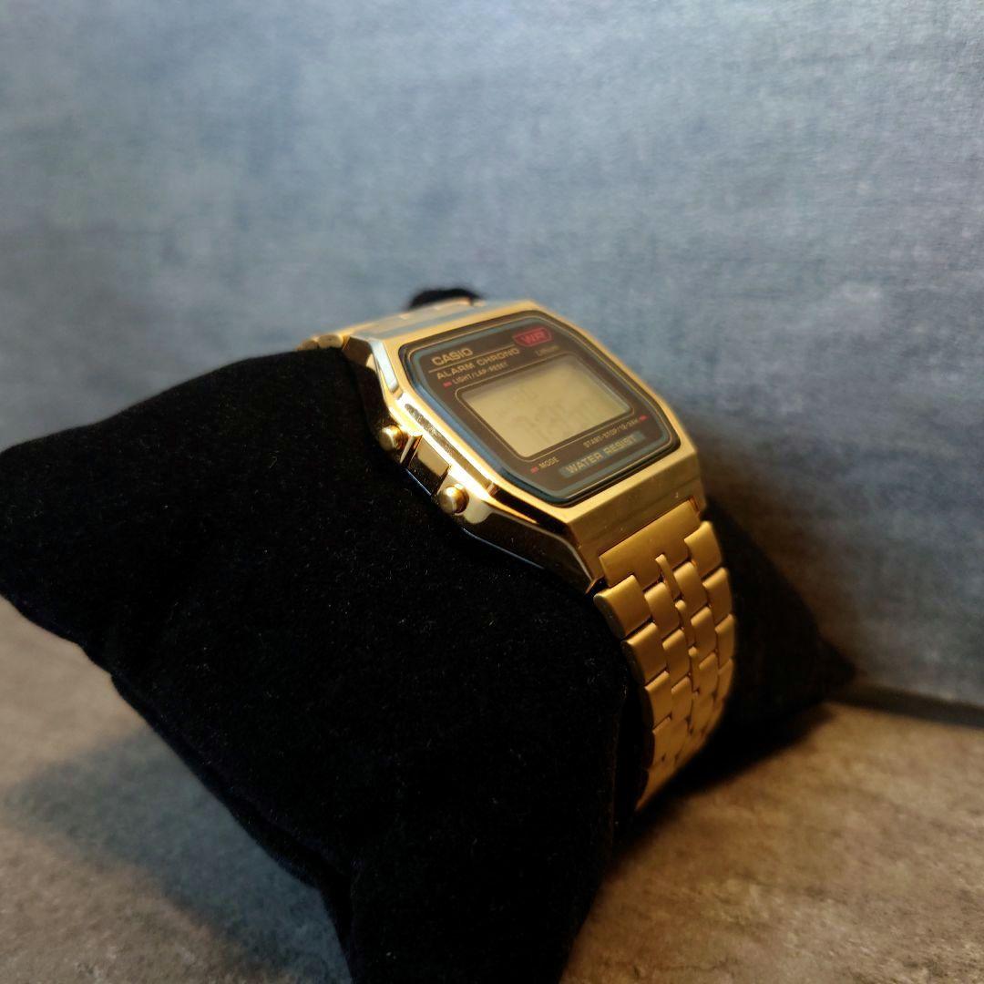 極美品 CASIO A159WGEA-1JF ゴールド デジタル腕時計 メンズ 画像4