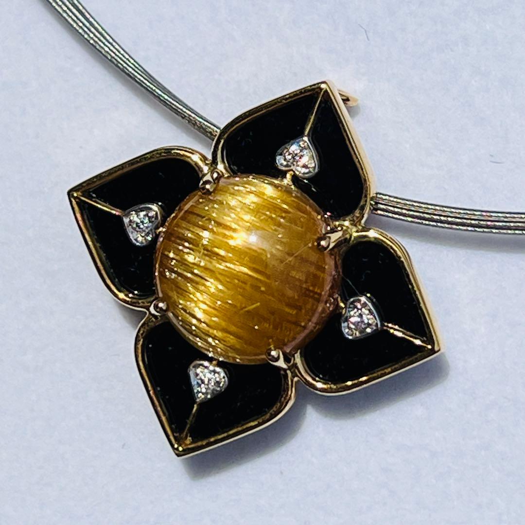 希少品✨極美品！SOGO ブローチ マダムフラワー K18YG ルチル ダイヤ 画像3