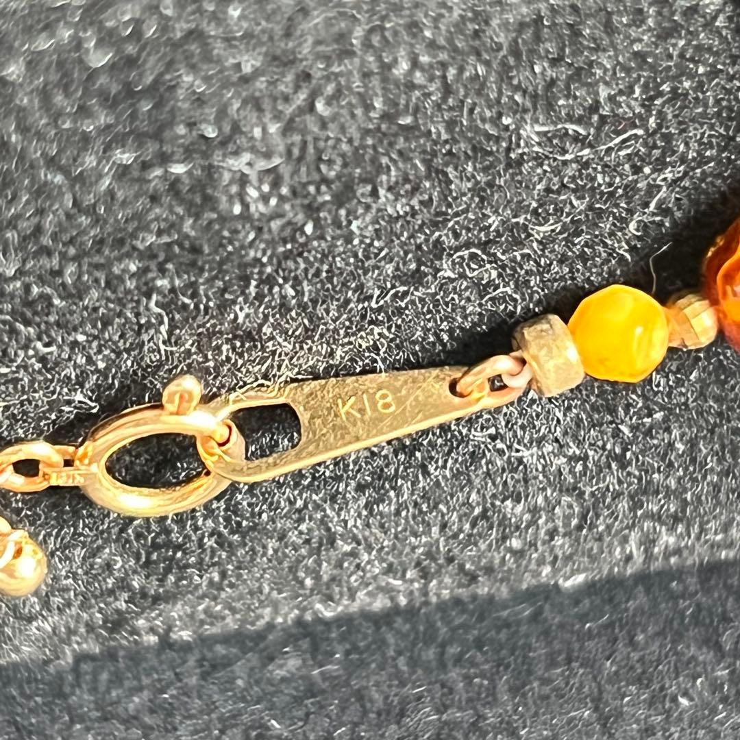 極美品✨ 天然琥珀 ネックレス イヤリング K18 アクセサリー 画像3