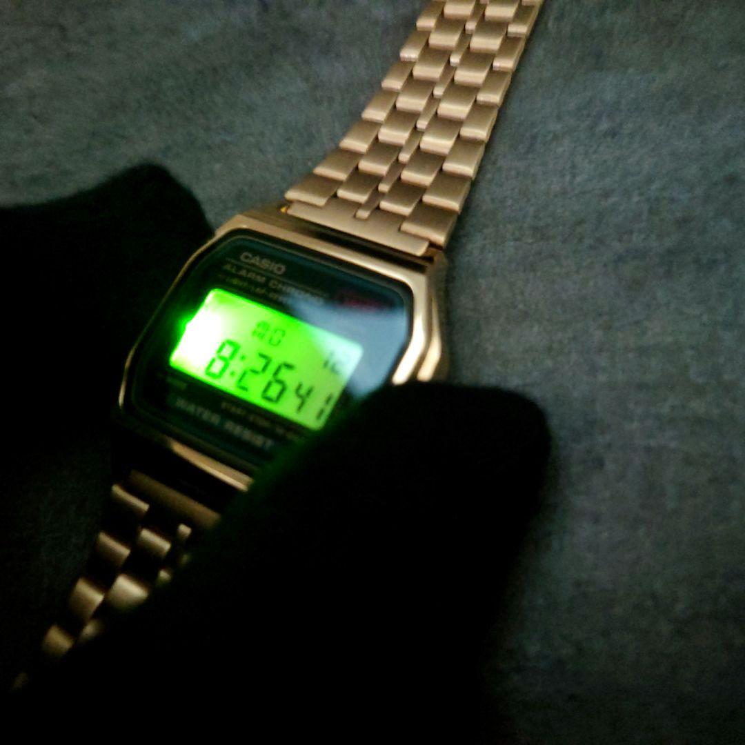 極美品 CASIO A159WGEA-1JF ゴールド デジタル腕時計 メンズ 画像2