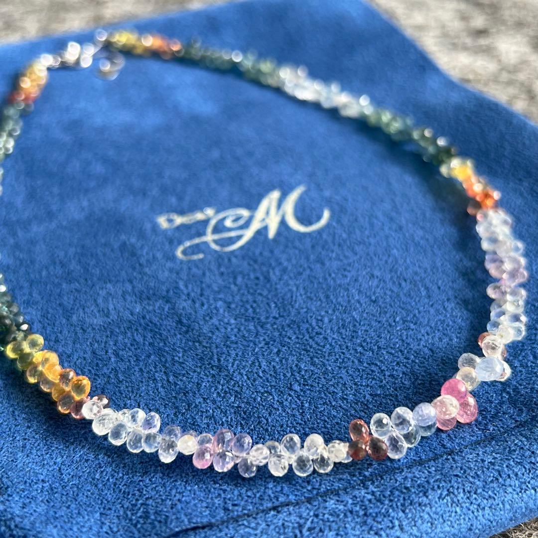 極美品✨ マルチカラーサファイア ネックレス K18WG ホワイトゴールド 12 画像2