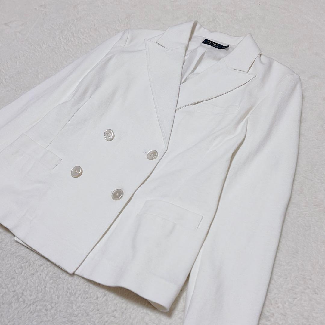 POLO RALPH LAUREN ダブル テーラードジャケット 白 コットン 画像3