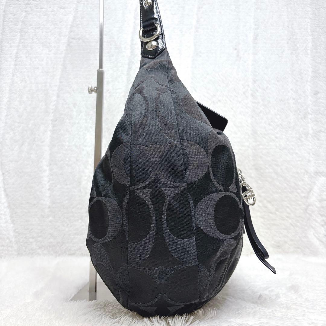 COACH POPPY Signature Shoulder Bag Black 画像5