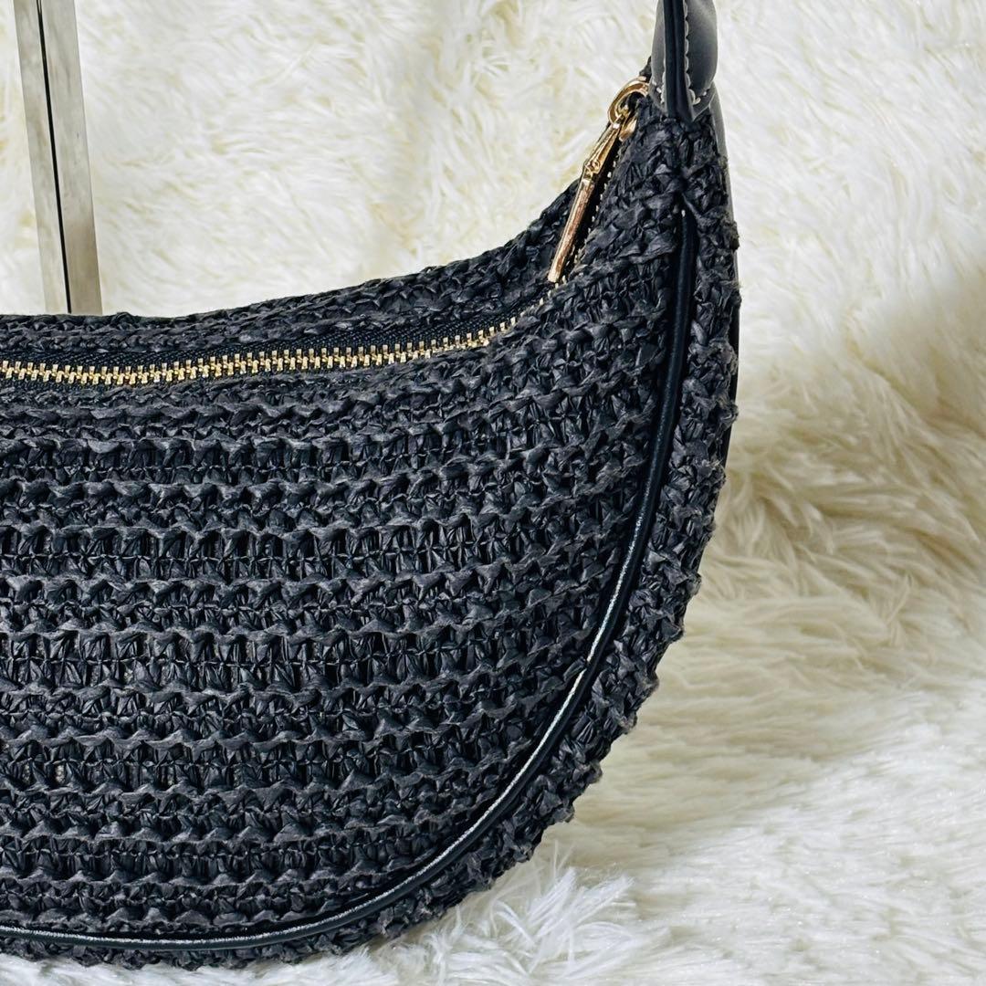 【極美品】 ZARA かごバッグ ハーフムーン ショルダーバッグ 黒 画像3