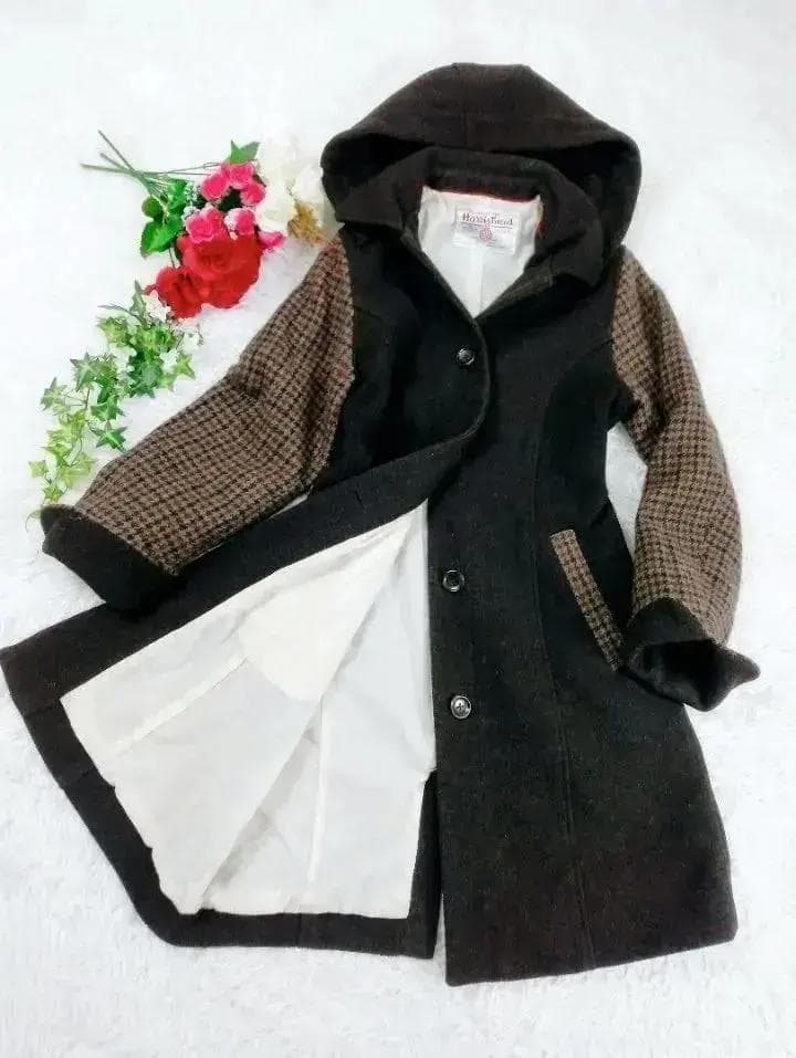【美品】Harris Tweed CHIME 2way ロングコート フード付き 画像2