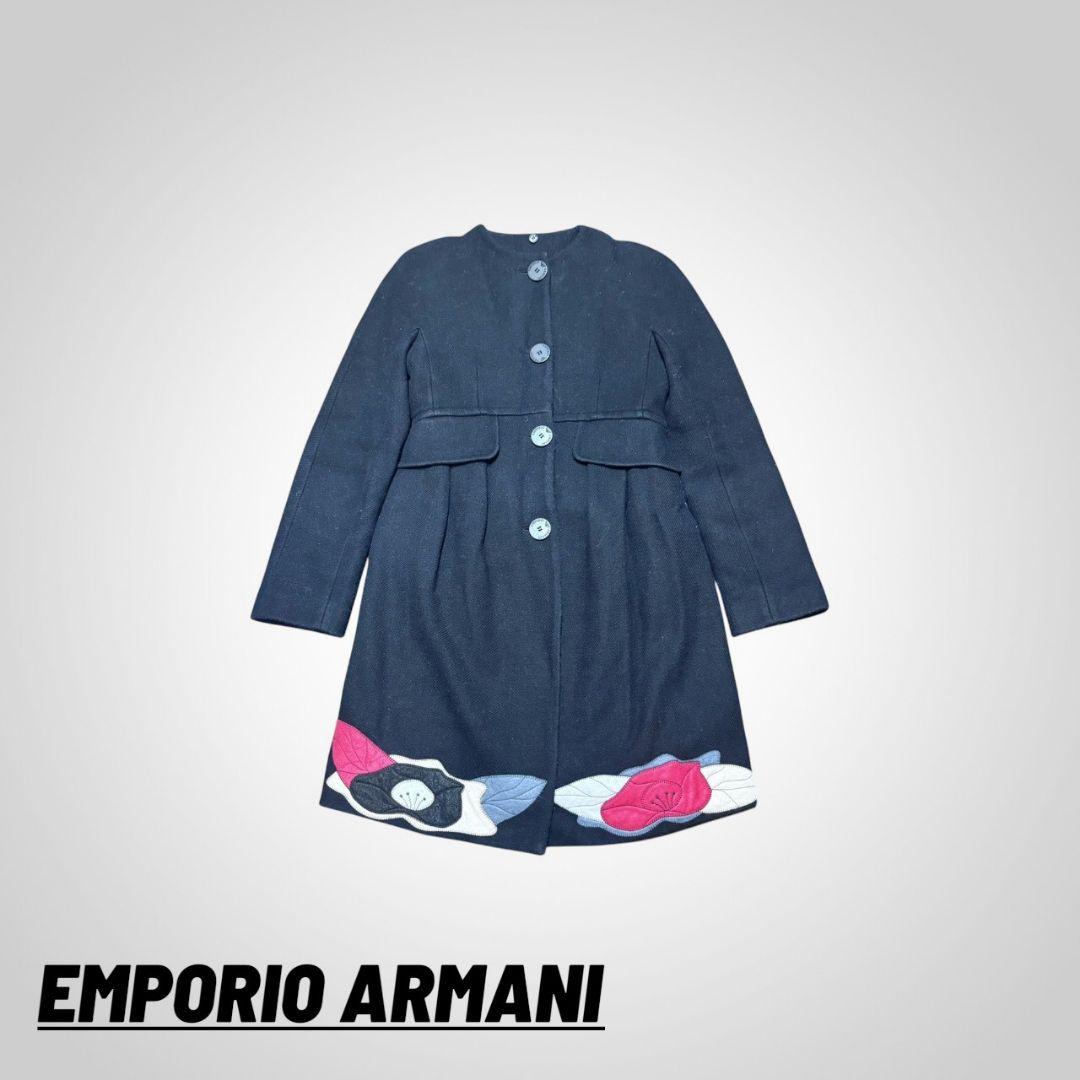 EMPORIO ARMANI 花柄刺繍 ロングコート 40 イタリア製アルマーニ