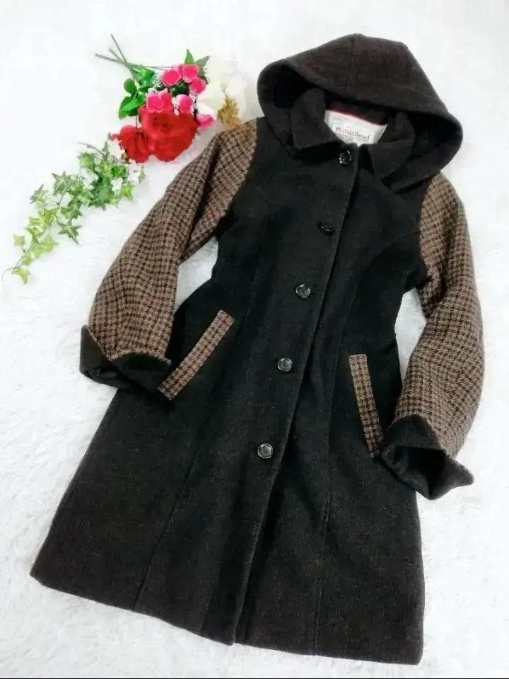【美品】Harris Tweed CHIME 2way ロングコート フード付き 画像3