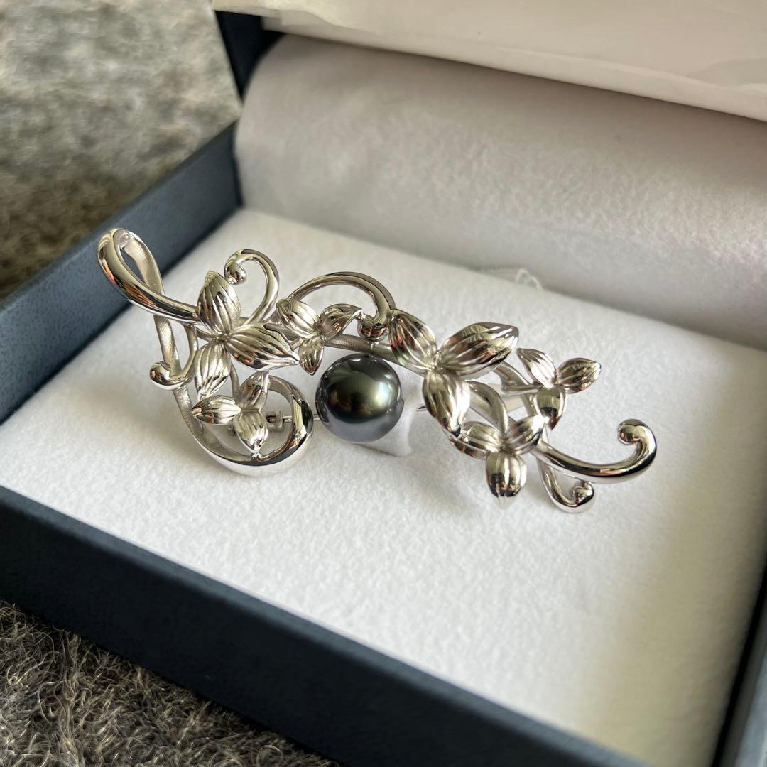 希少品✨ SOGO 黒蝶真珠 ブローチ ホワイトゴールドK18 アクセサリー 画像3