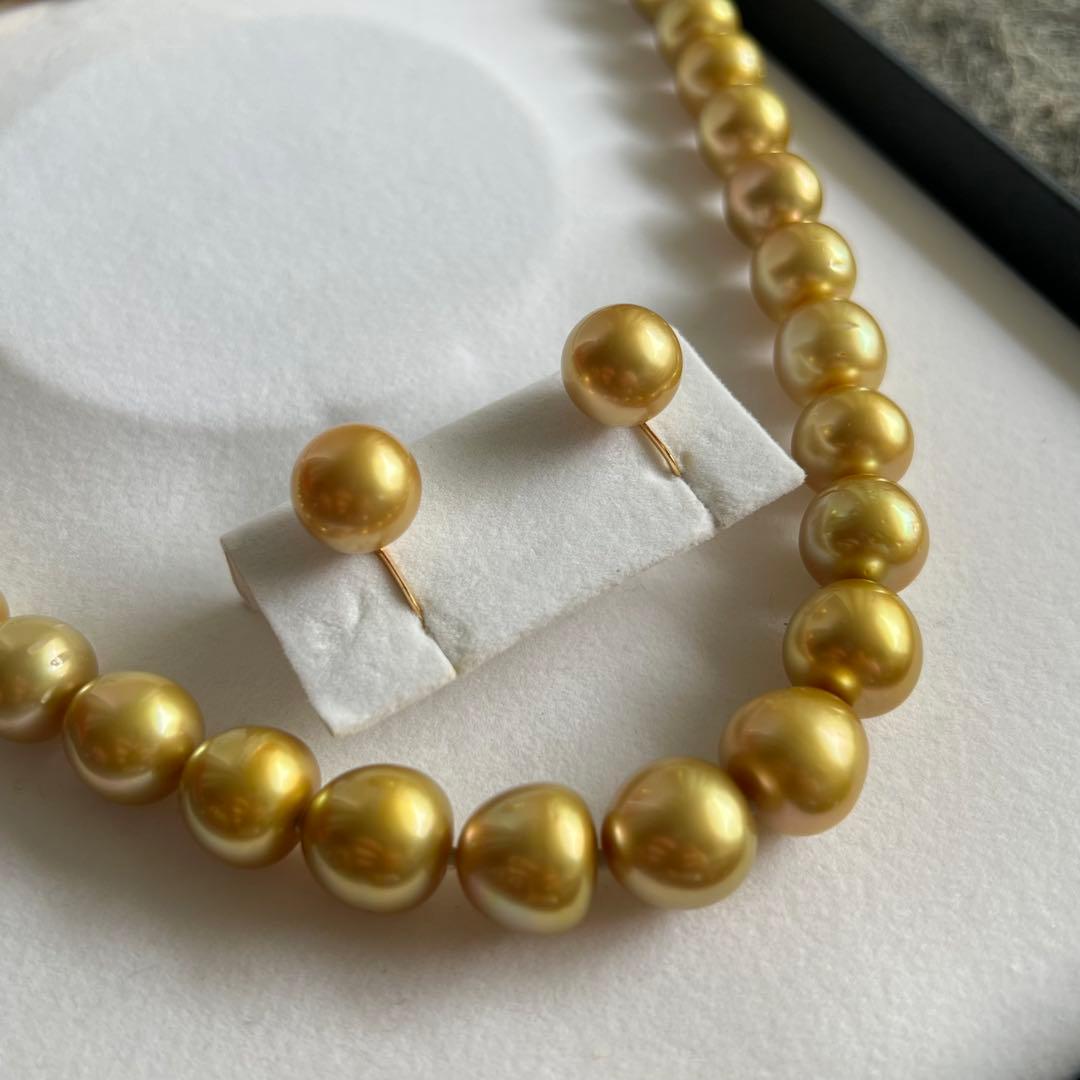 極美品✨ ゴールド 白蝶真珠 ネックレス イヤリングK18 アクセサリー 画像3