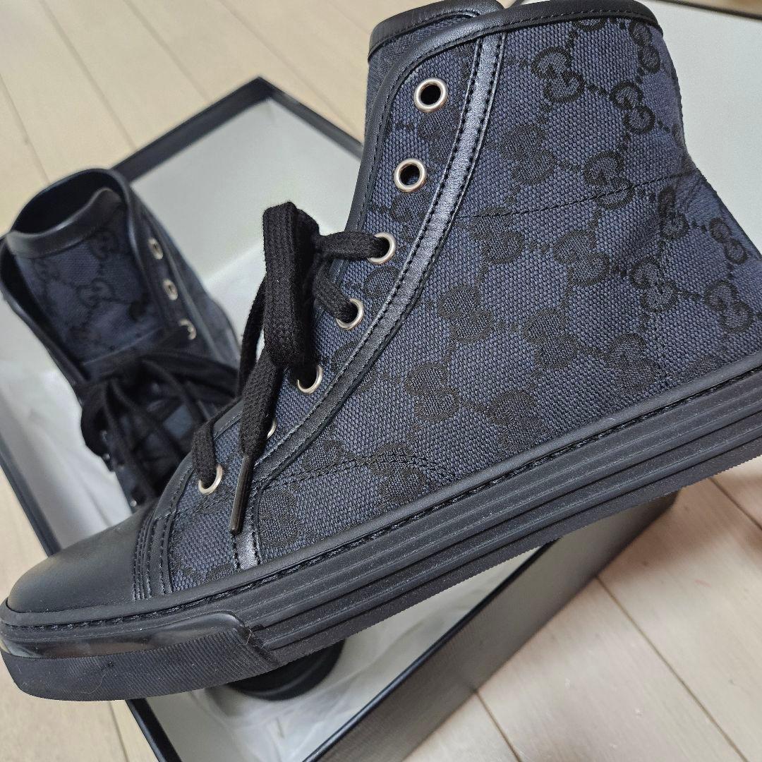 GUCCI 極美品スニーカー24cm GG柄 ブラック 37 ハイカット正規品 画像2