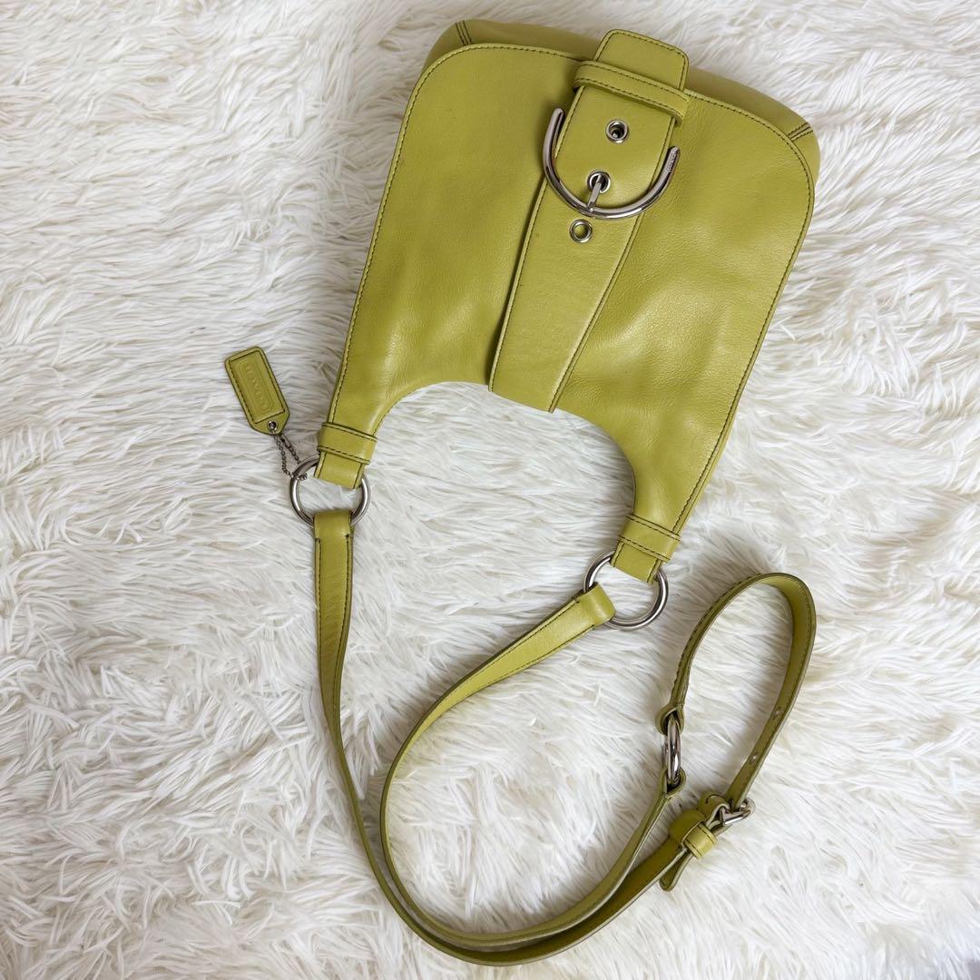 VINTAGE COACH コーチ ベルト ショルダーバッグ ライムグリーン 画像5