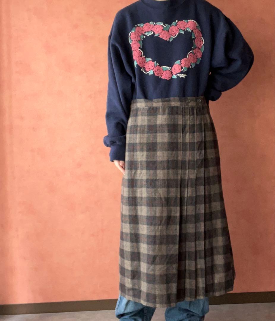 80s vintage plaid wrap skirt toro otoe 画像2
