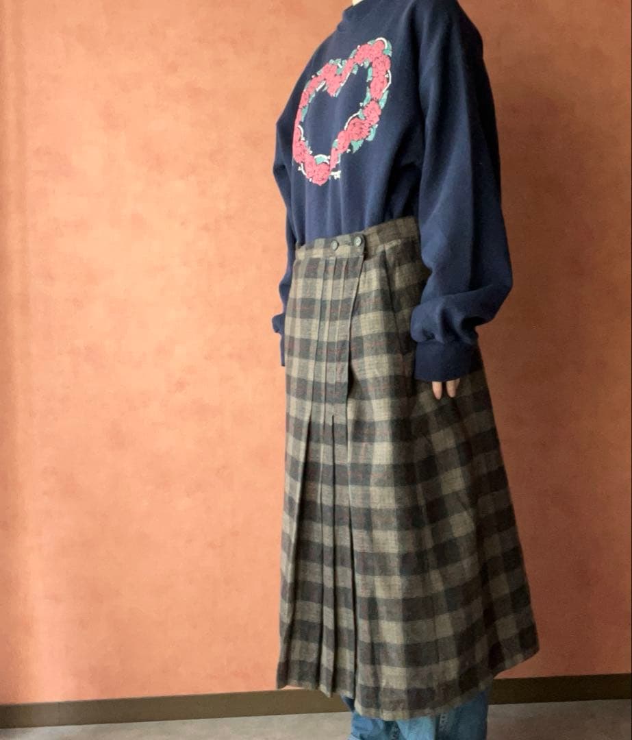 80s vintage plaid wrap skirt toro otoe 画像4