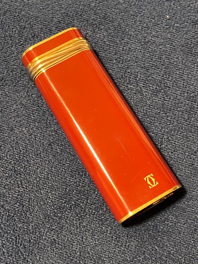 美品 Cartier ガスライター ボルドー ゴールド トリニティ 40