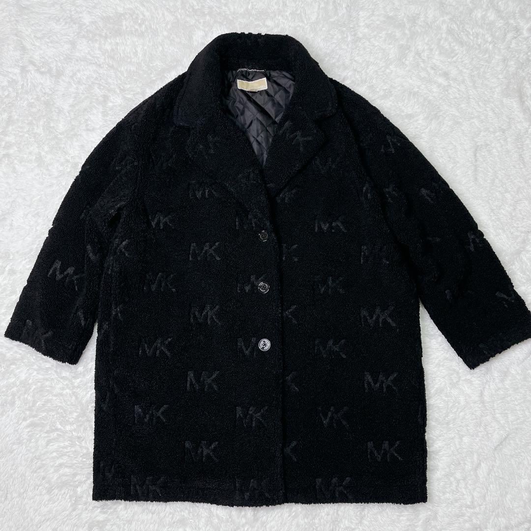 未使用級✨MICHAEL KORS モノグラム テディベアコート ブラック L 画像2