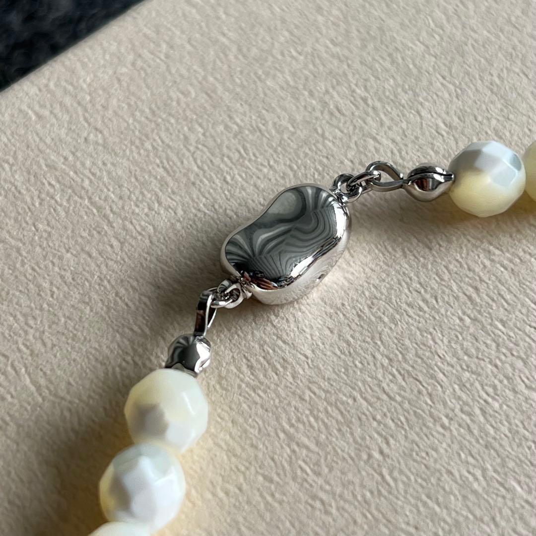 希少品✨ 天然石 マザーオブパール 自然 面カット シルバー アクセサリー 画像4