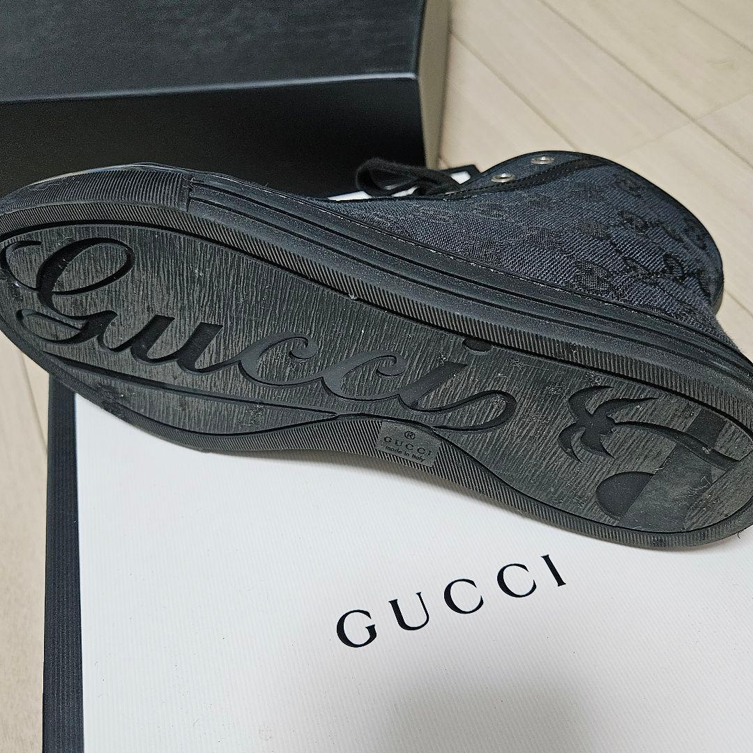 GUCCI 極美品スニーカー24cm GG柄 ブラック 37 ハイカット正規品 画像4