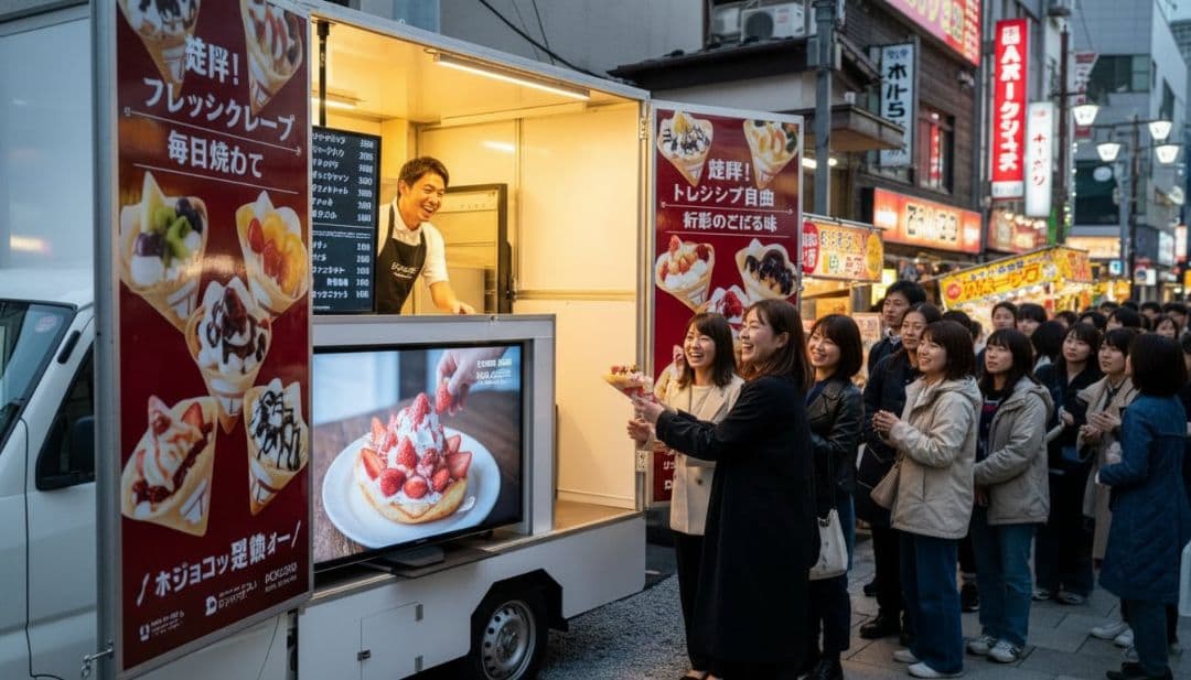 稼げる！フル装備キッチンカー｜3連看板・TV・冷凍冷蔵庫付き｜内外装超綺麗