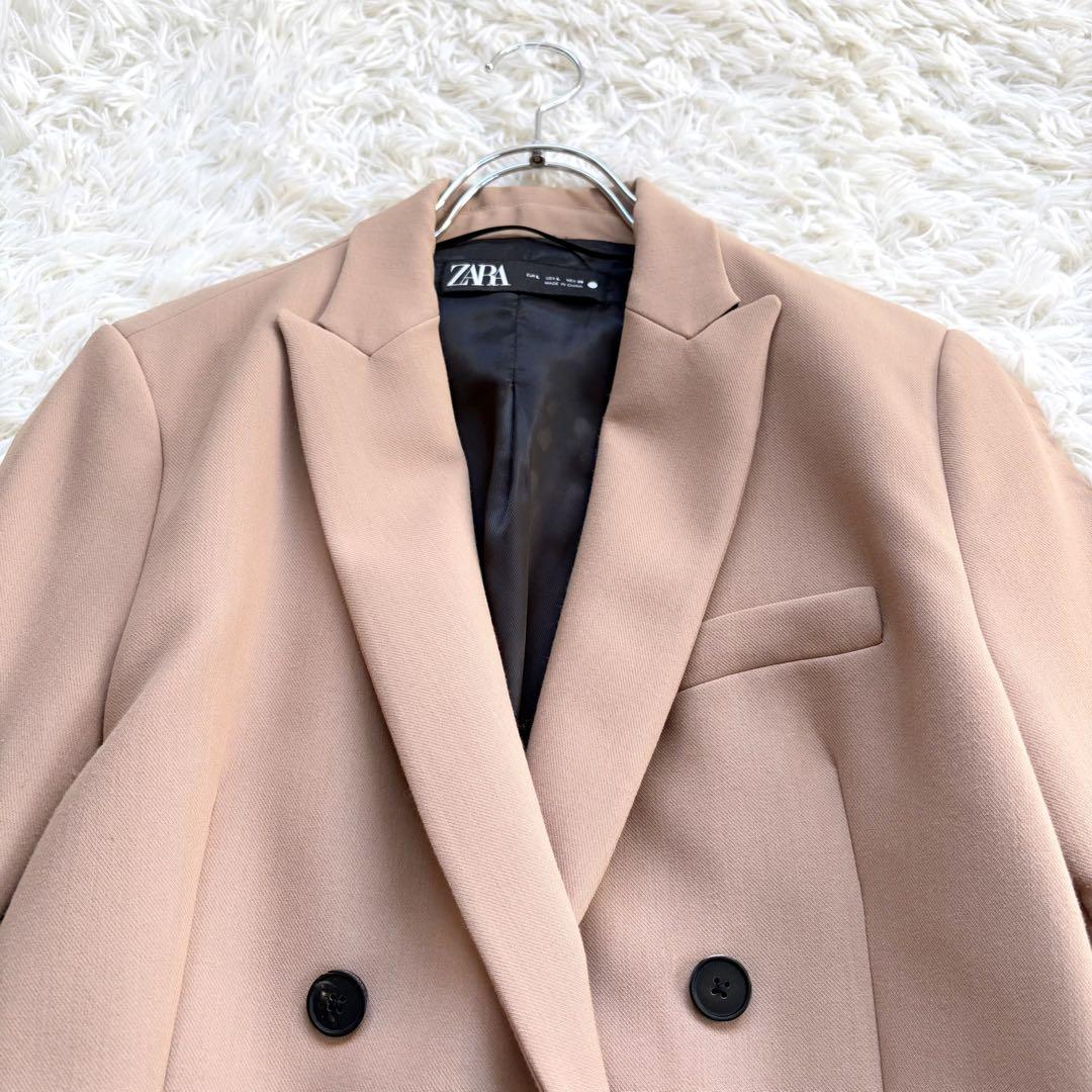 ザラ ZARA ダブルブレスト テーラードジャケット キャメル Lサイズ 画像3