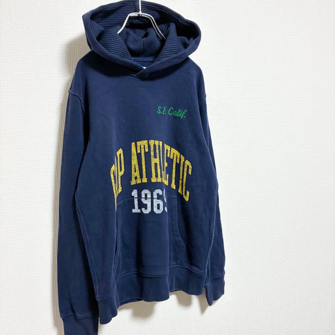 A1494 GAP オールドギャップ ロゴ パーカー ネイビー 裏起毛 XS 画像3