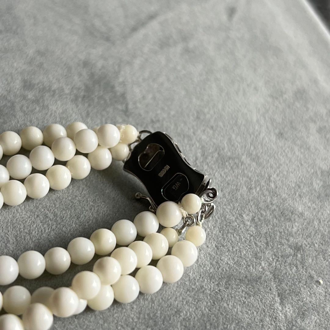 極美品✨ 白珊瑚 ネックレス WGK14 アクセサリー 3連 希少品 画像4