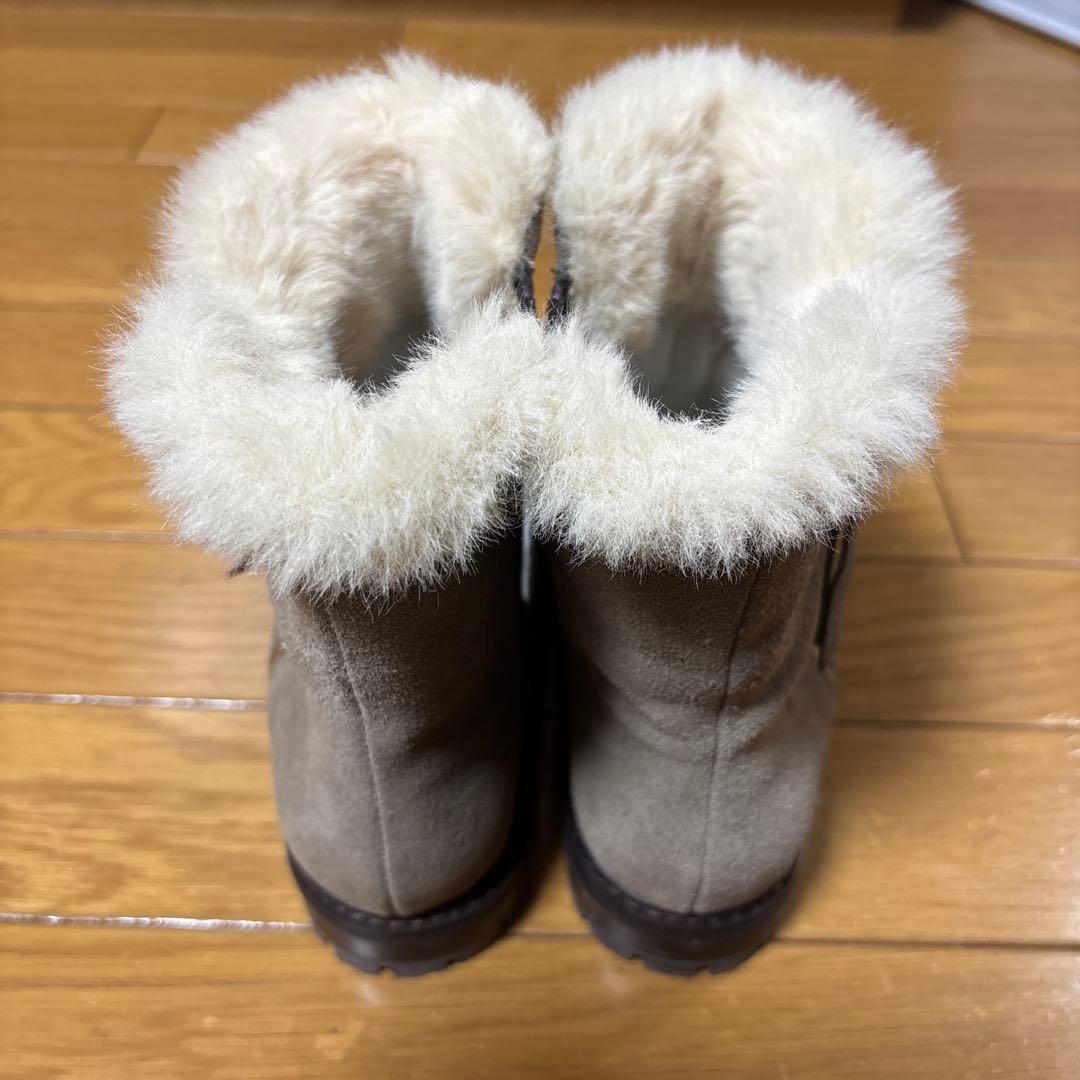 ムートンブーツ グレー ファー ショートブーツ 画像3