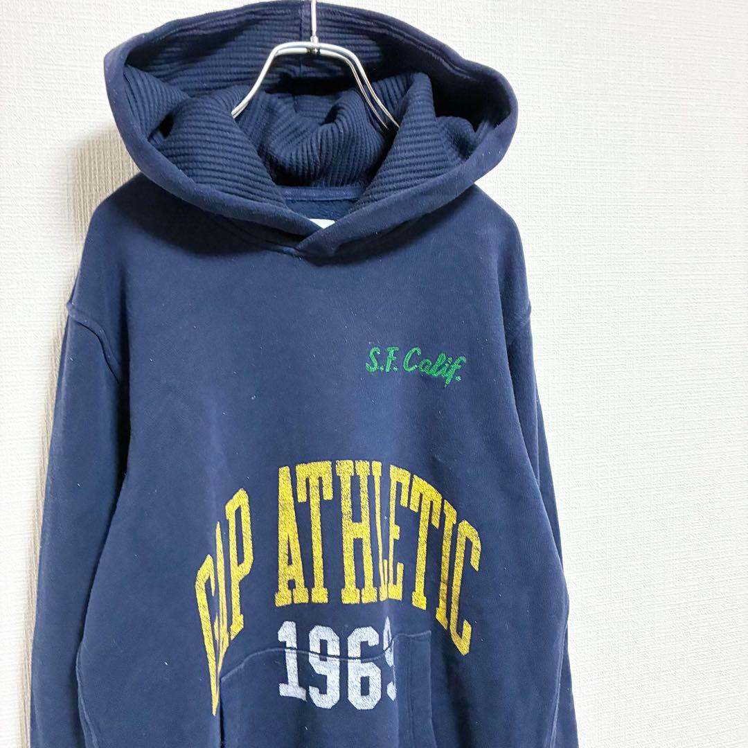A1494 GAP オールドギャップ ロゴ パーカー ネイビー 裏起毛 XS 画像4