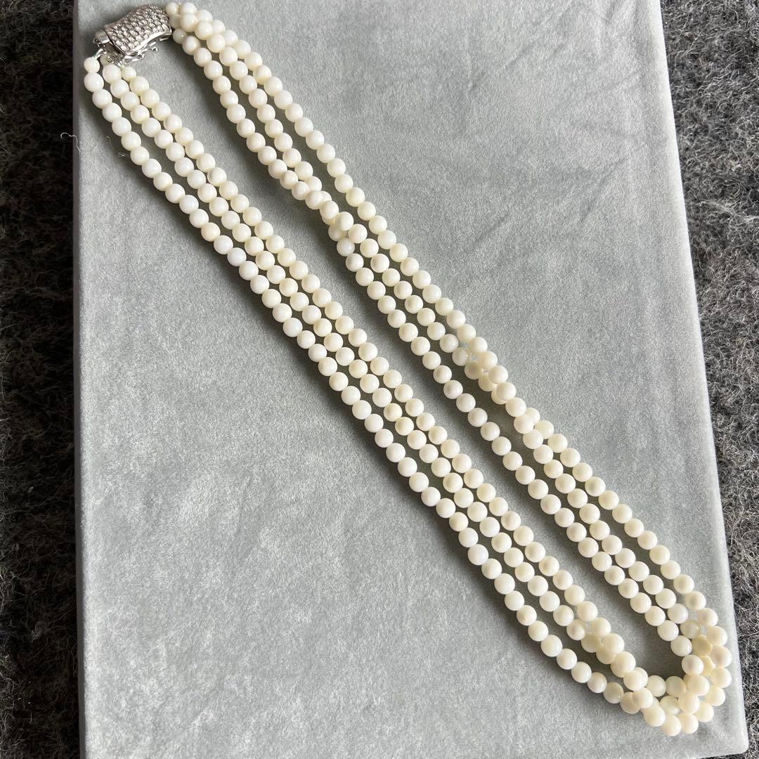 極美品✨ 白珊瑚 ネックレス WGK14 アクセサリー 3連 希少品